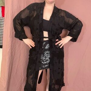 Wilfred Elegant Black Sheer Robe
